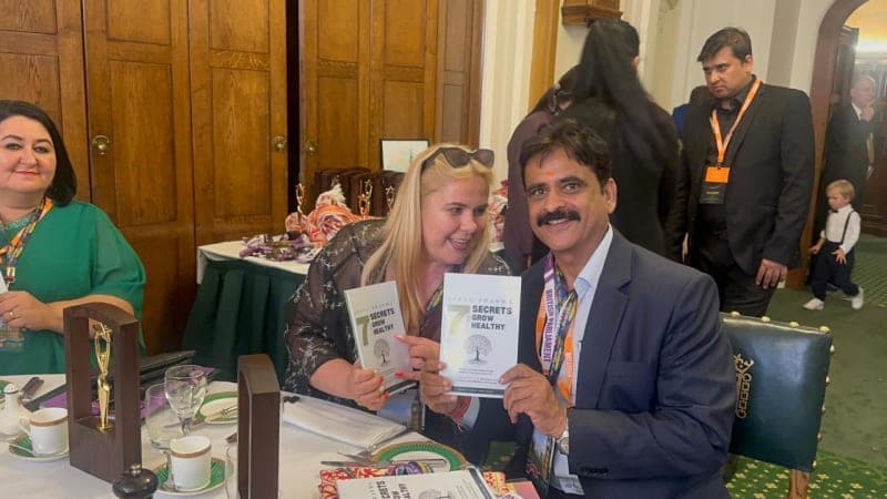 Jeetu Sharma at British Parliament with 7 Secrets to Grow Healthy